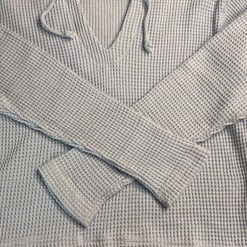 Moda International Womens Baby Blue Long Sleeve Waffle-Knit Hooded Sweater Sz XS - Picture 5 of 12